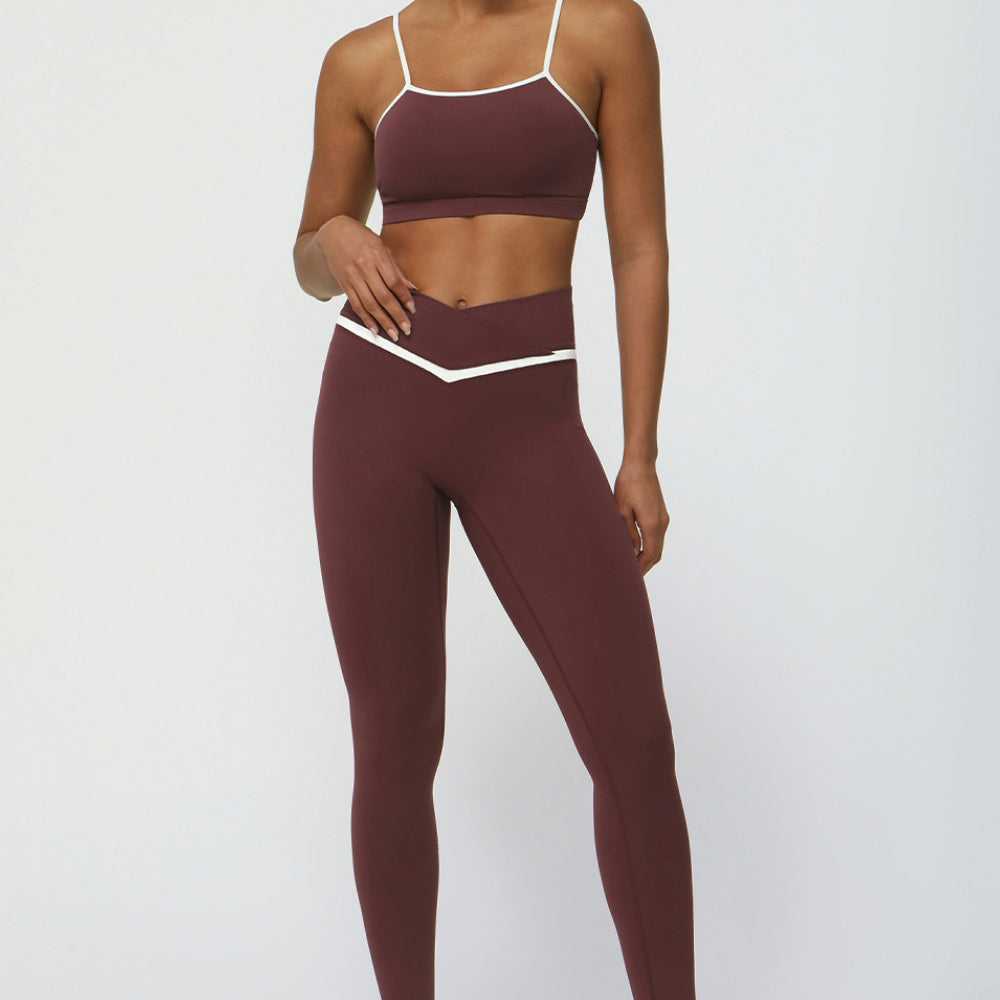 'Isabella' Contrast Color Crossover Leggings