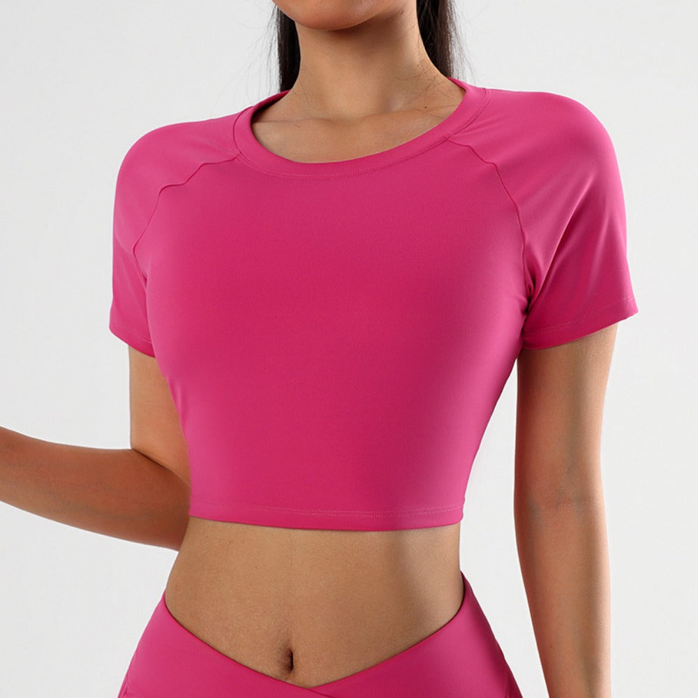 'Harper' Crew Neck Short Sleeve Crop Top