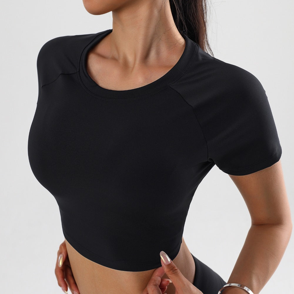 'Harper' Crew Neck Short Sleeve Crop Top