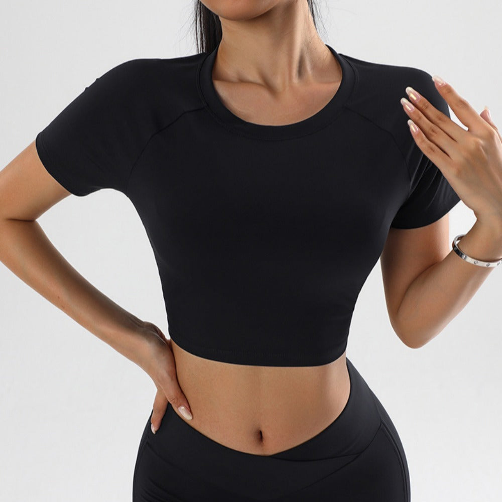 'Harper' Crew Neck Short Sleeve Crop Top