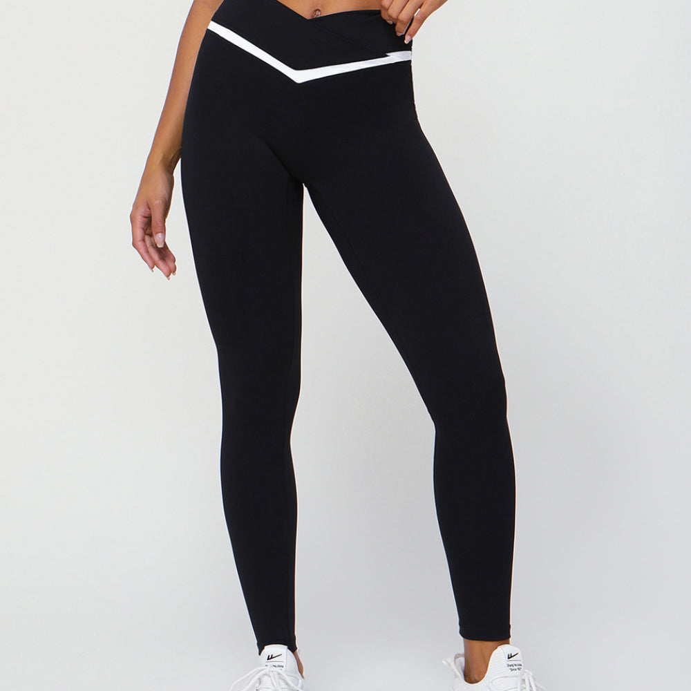 'Isabella' Contrast Color Crossover Leggings