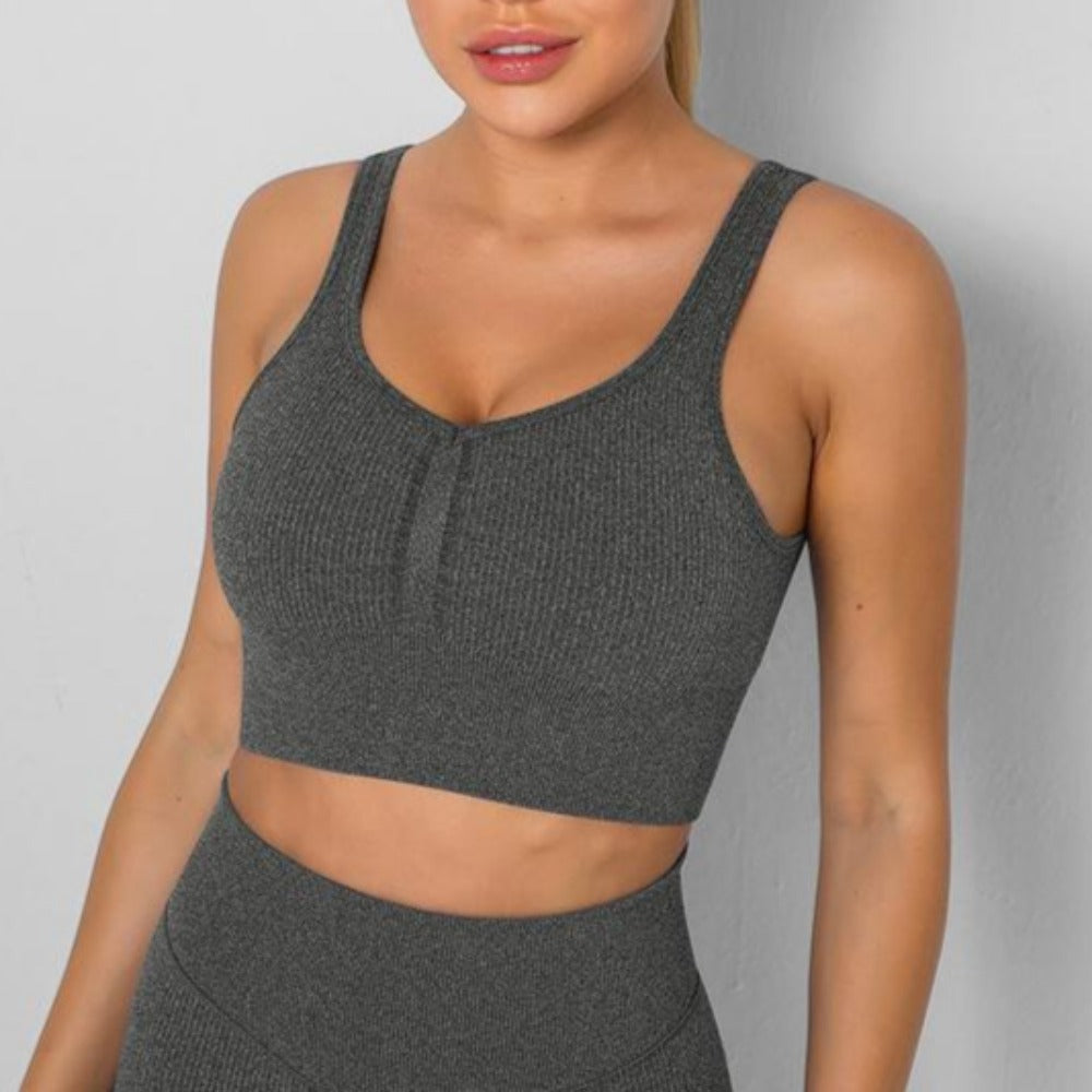 'Evelyn' Seamless Ribbed Sports Bra