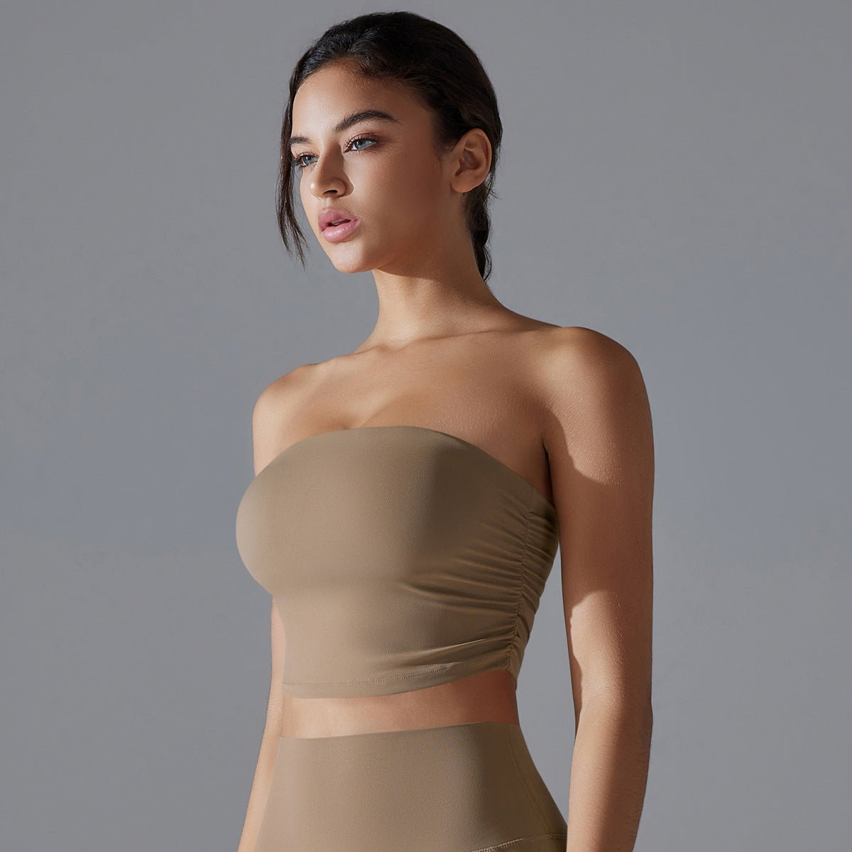 'Olivia' Ruched Strapless Crop Top