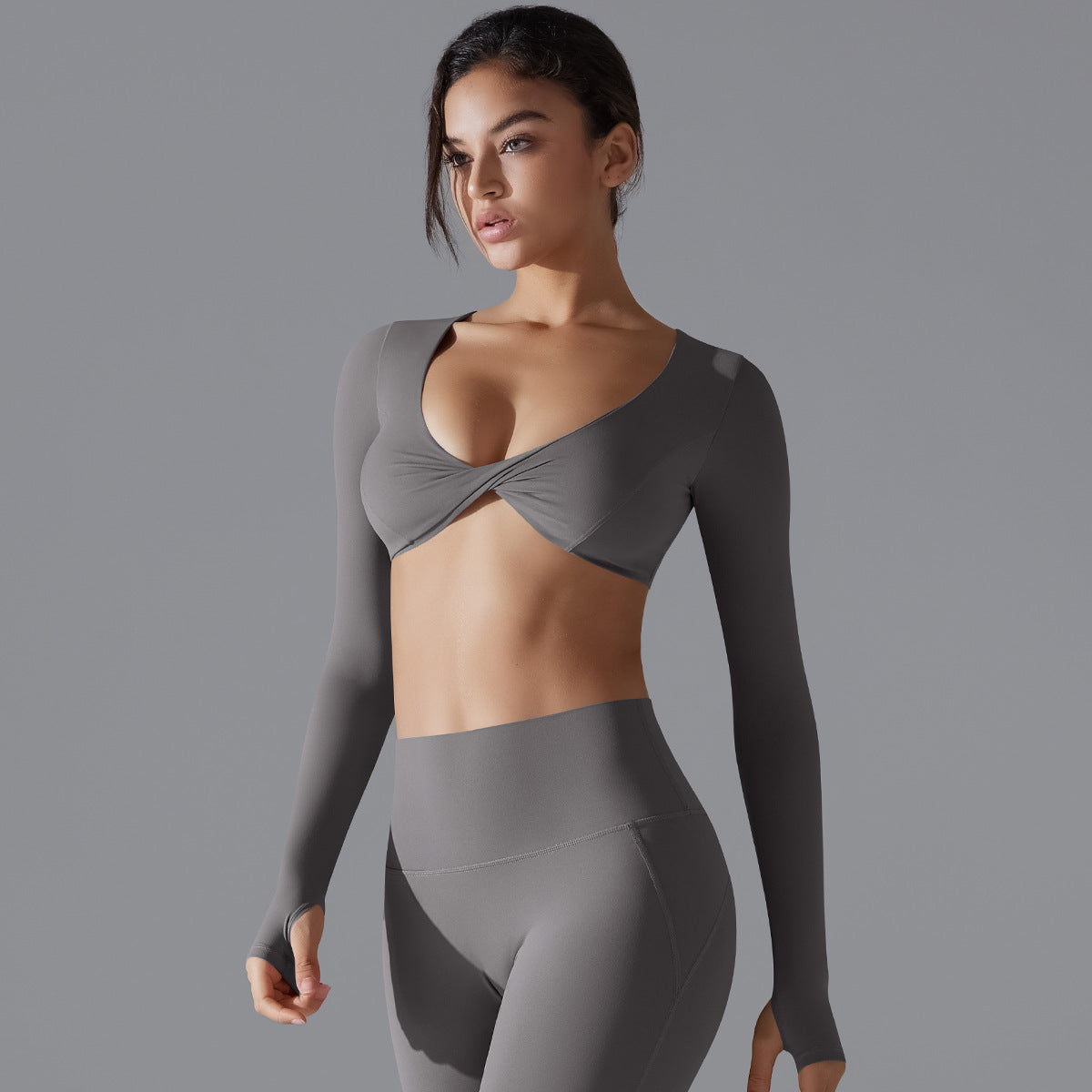 'Emma' Twist Long Sleeve Crop Top