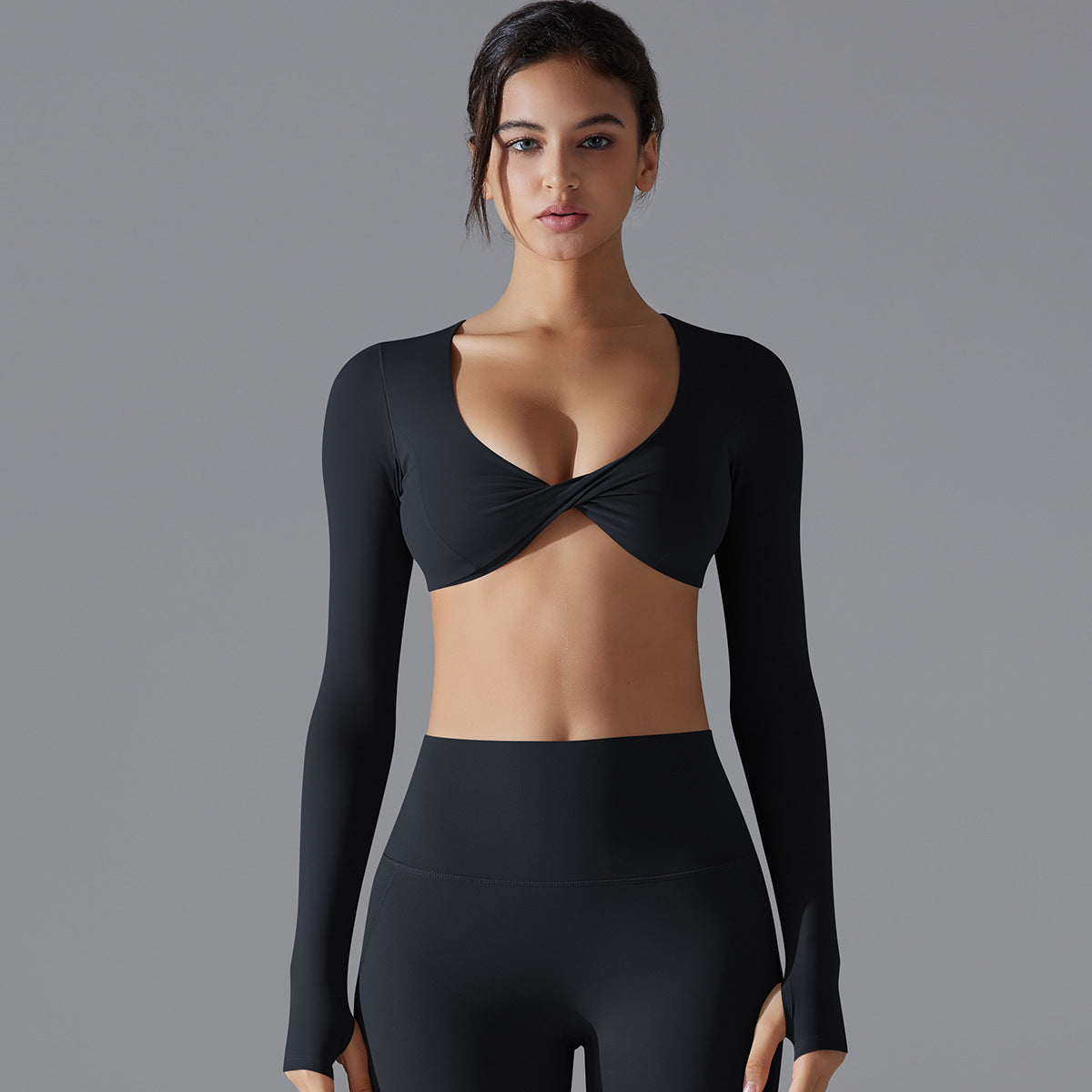 'Emma' Twist Long Sleeve Crop Top