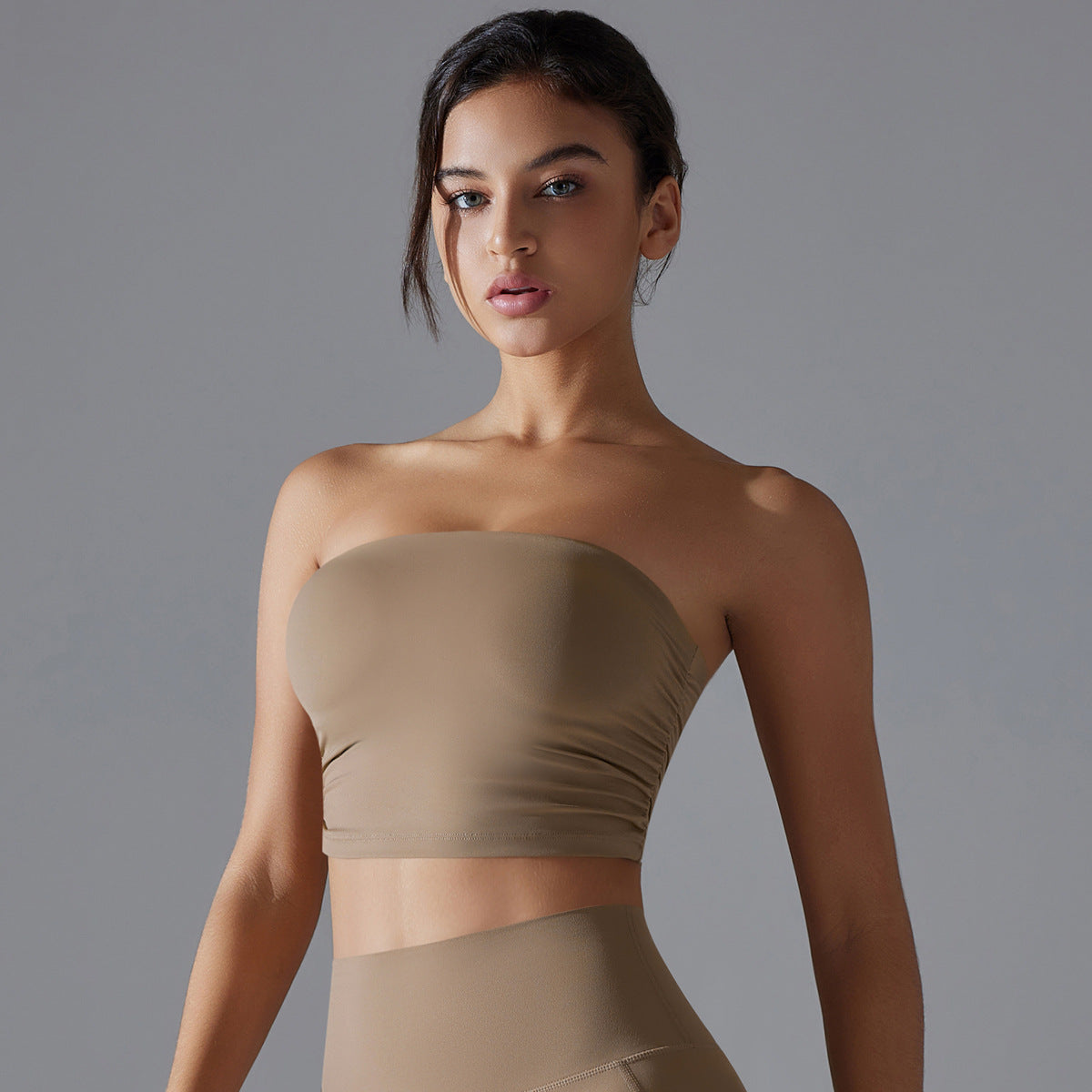 'Olivia' Ruched Strapless Crop Top