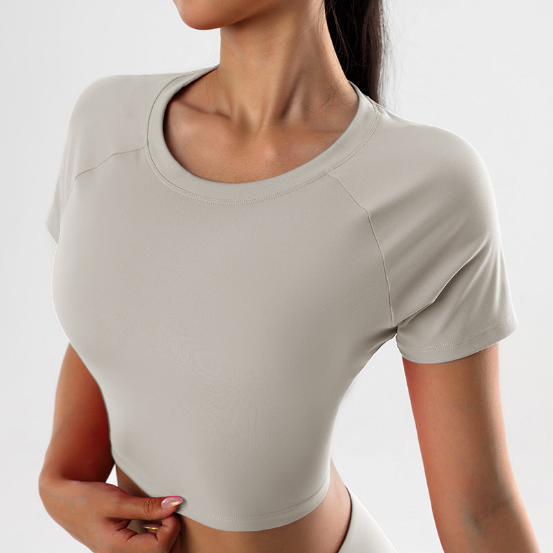 'Harper' Crew Neck Short Sleeve Crop Top