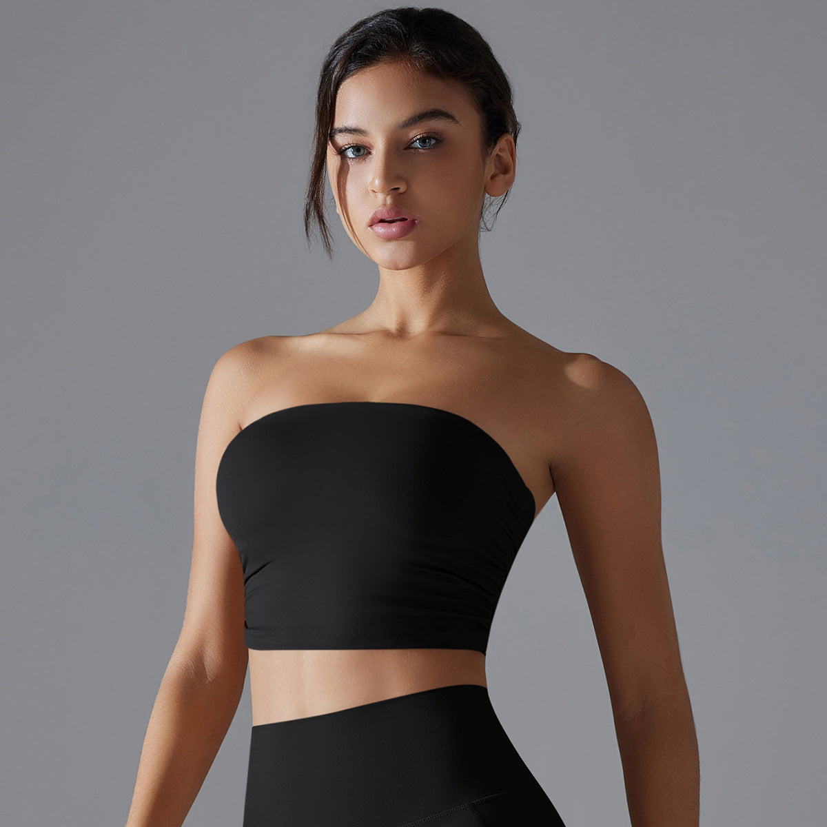 'Olivia' Ruched Strapless Crop Top