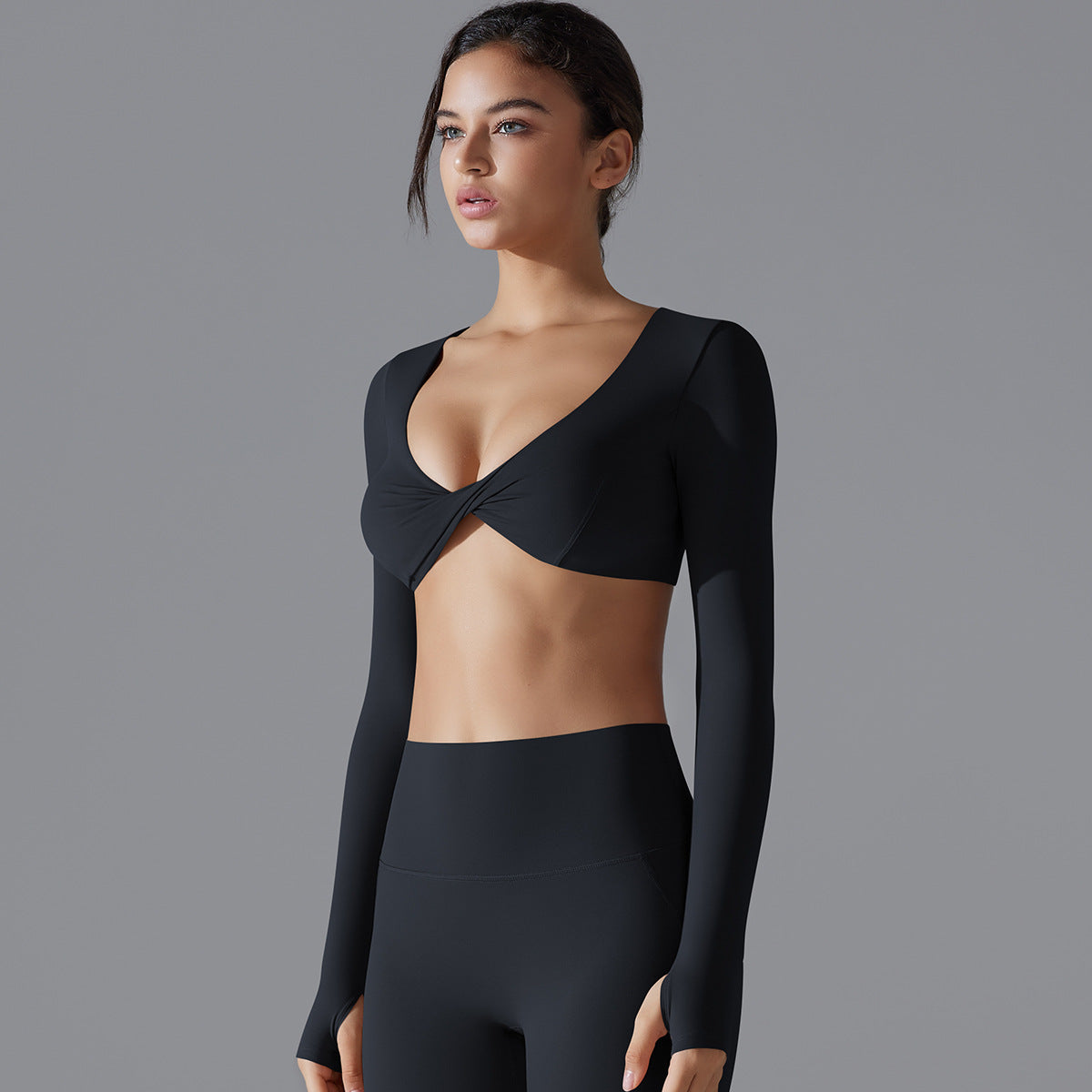 'Emma' Twist Long Sleeve Crop Top