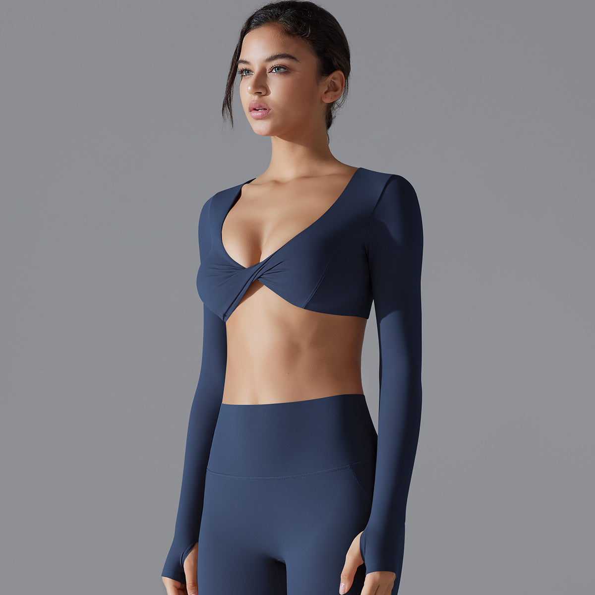 'Emma' Twist Long Sleeve Crop Top