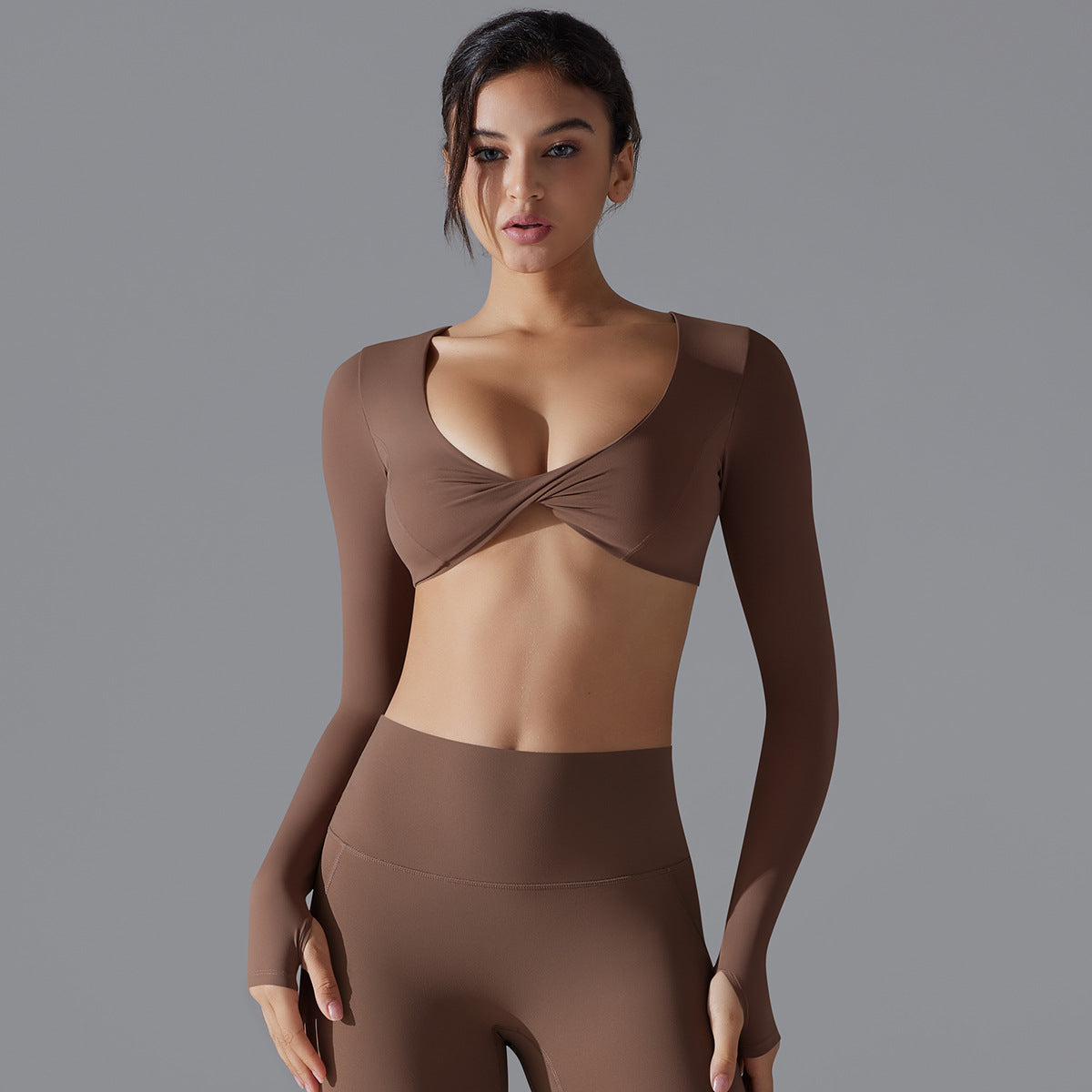 'Emma' Twist Long Sleeve Crop Top