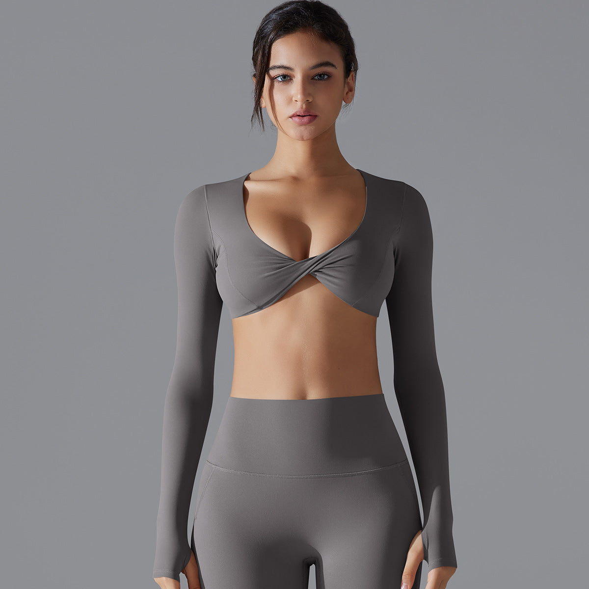 'Emma' Twist Long Sleeve Crop Top
