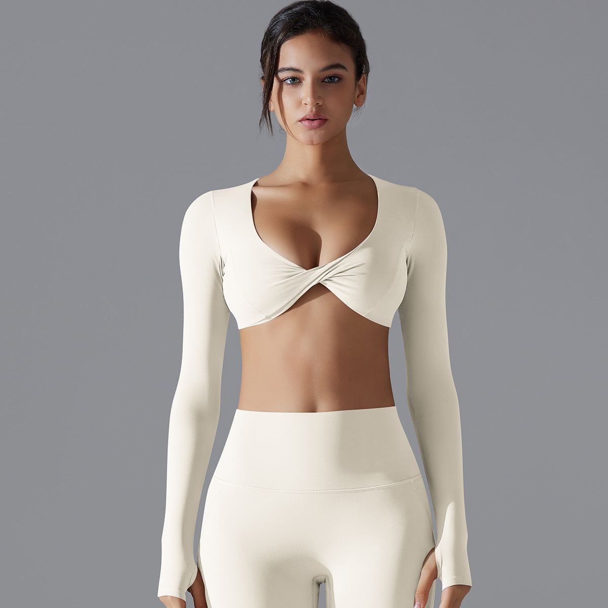 'Emma' Twist Long Sleeve Crop Top