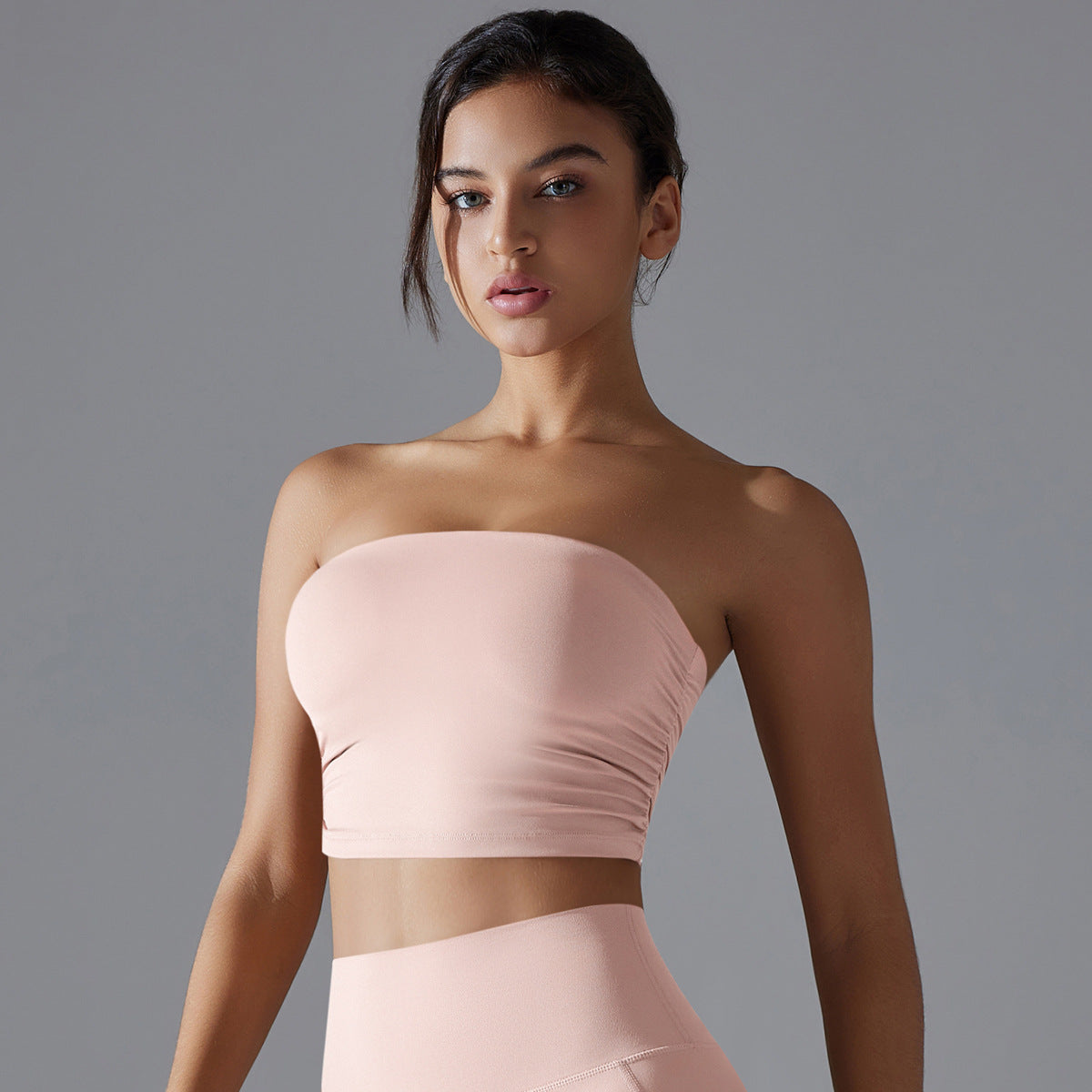 'Olivia' Ruched Strapless Crop Top