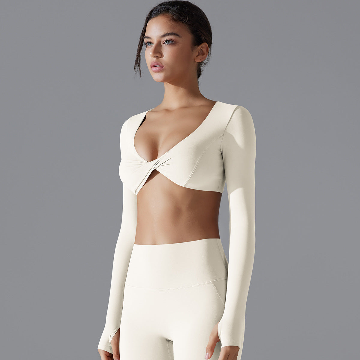 'Emma' Twist Long Sleeve Crop Top