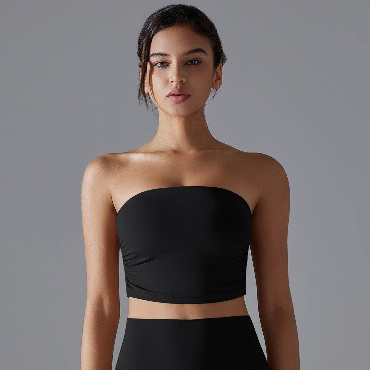 'Olivia' Ruched Strapless Crop Top