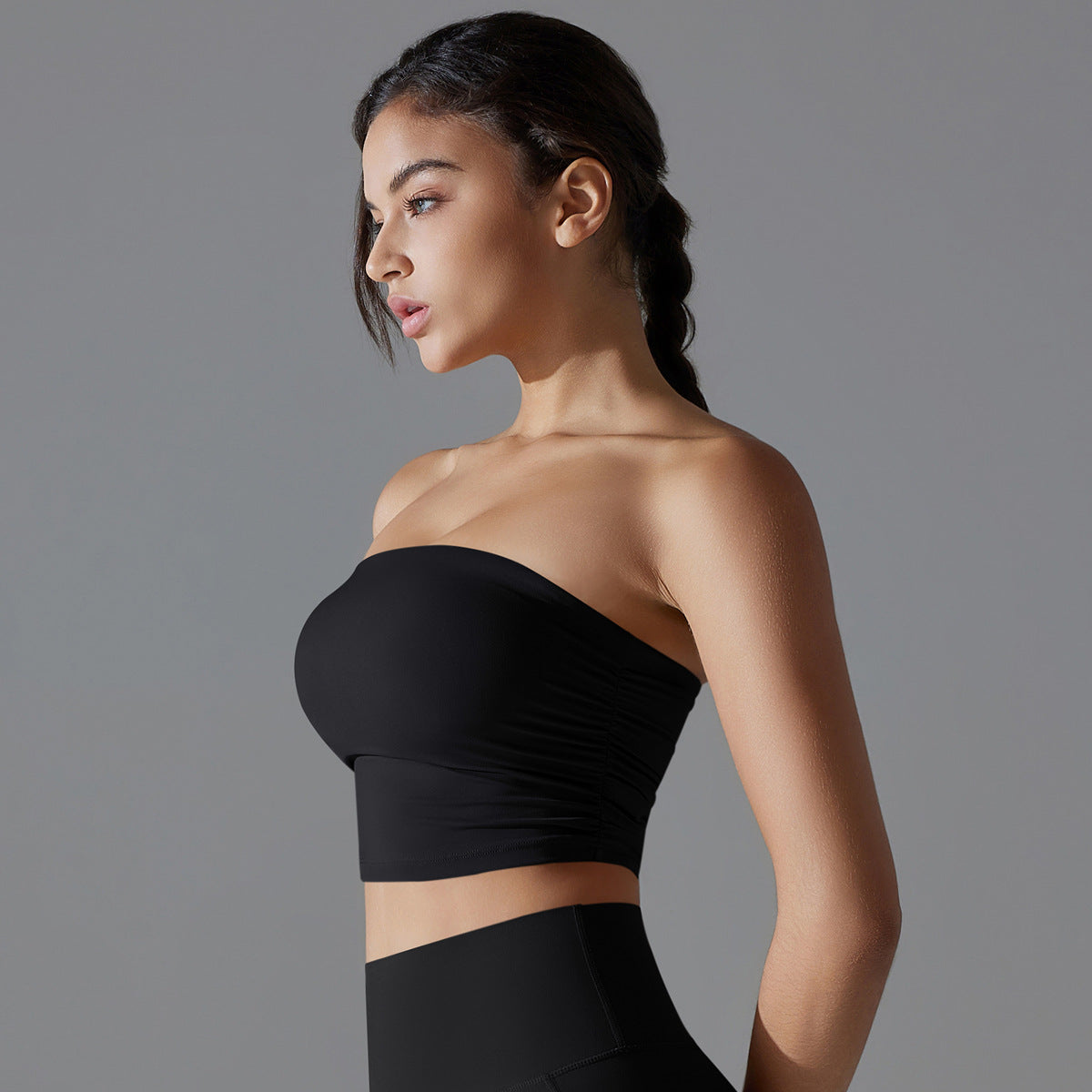 'Olivia' Ruched Strapless Crop Top