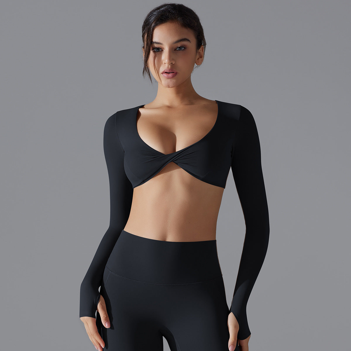 'Emma' Twist Long Sleeve Crop Top