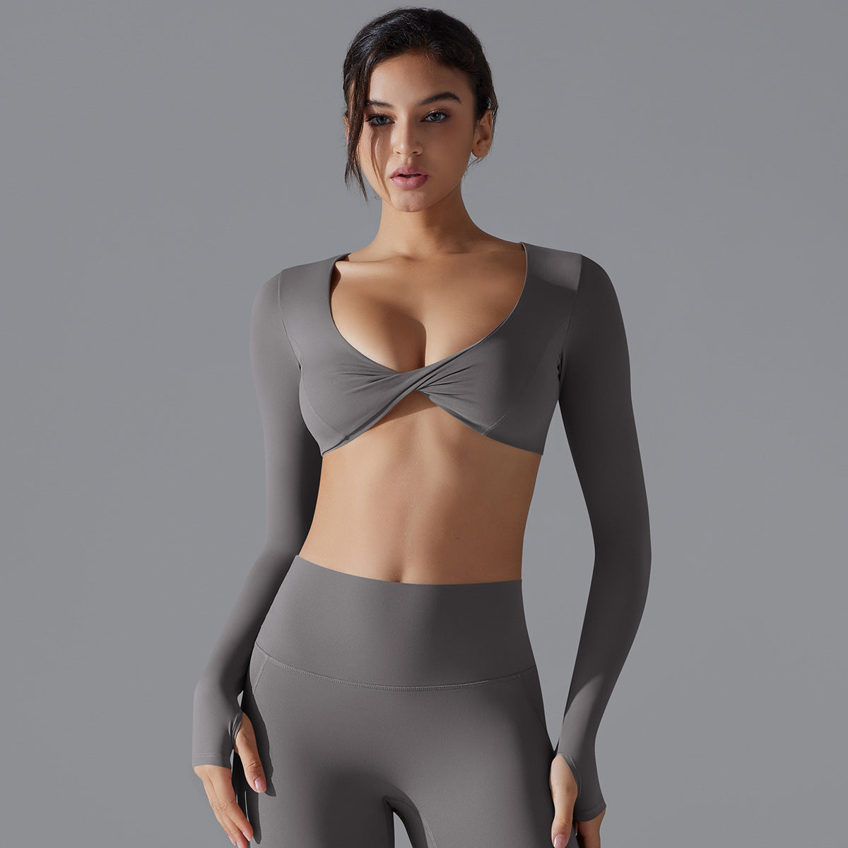 'Emma' Twist Long Sleeve Crop Top