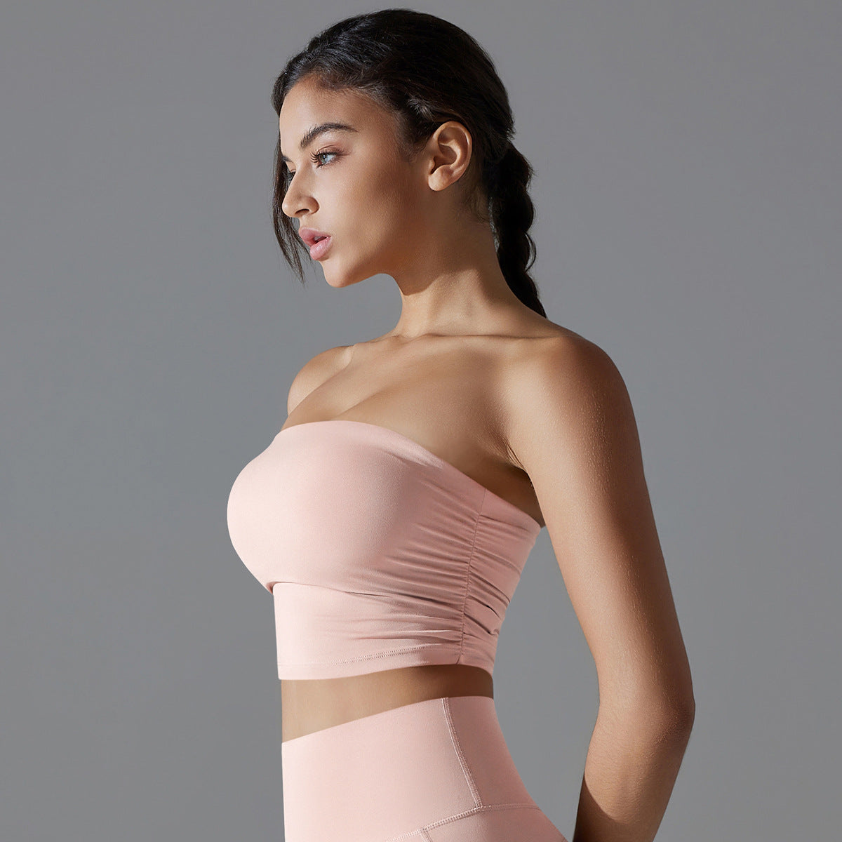 'Olivia' Ruched Strapless Crop Top