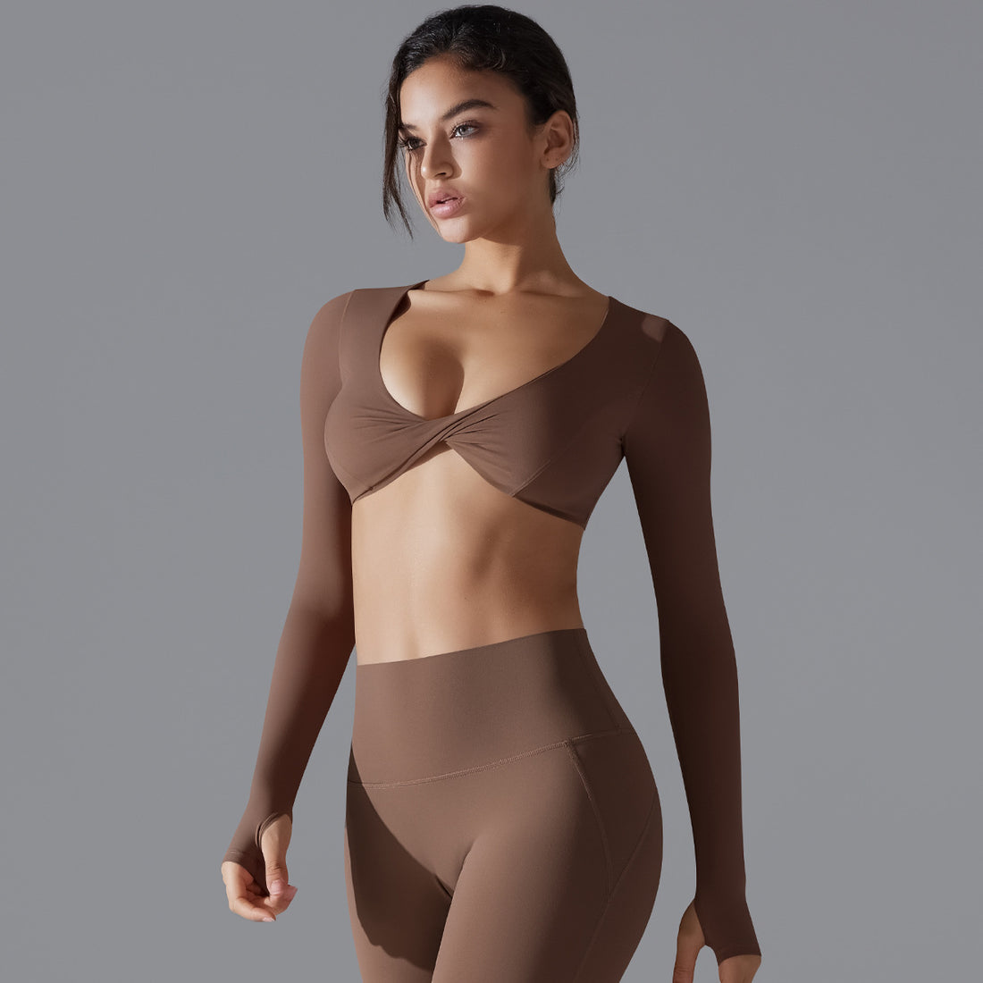 'Emma' Twist Long Sleeve Crop Top