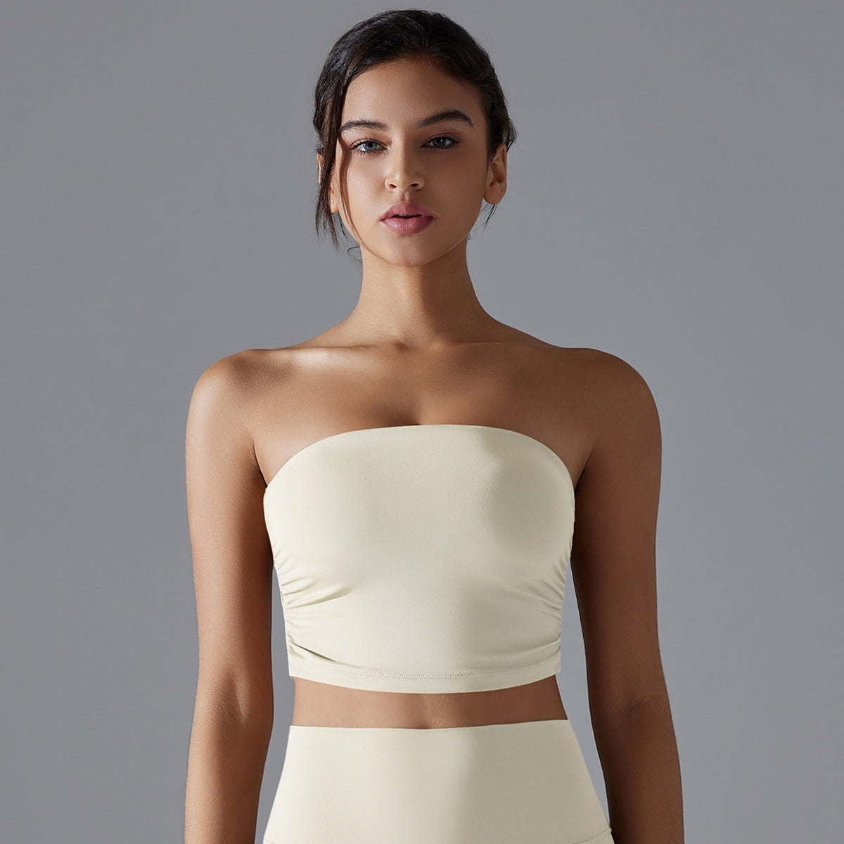 'Olivia' Ruched Strapless Crop Top
