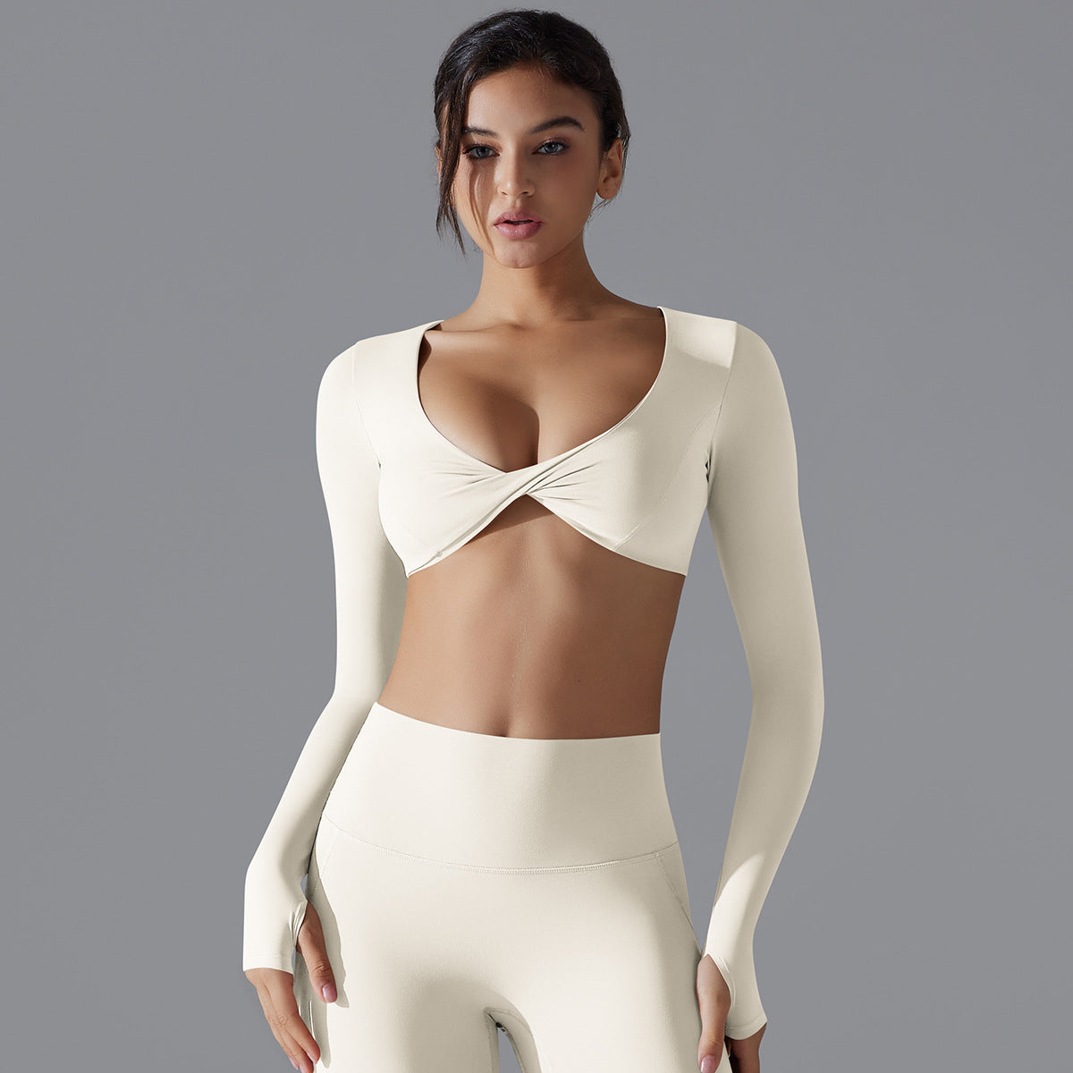 'Emma' Twist Long Sleeve Crop Top
