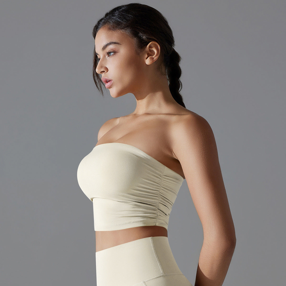'Olivia' Ruched Strapless Crop Top