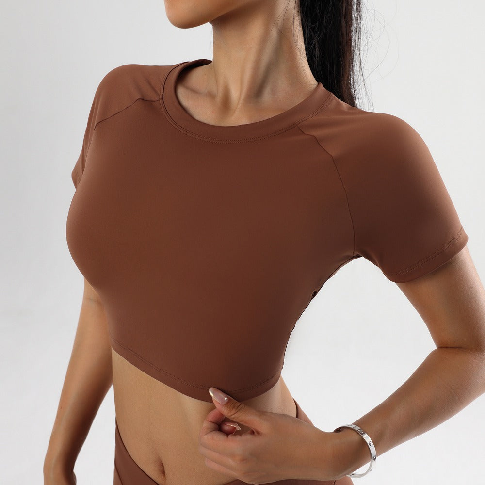 'Harper' Crew Neck Short Sleeve Crop Top
