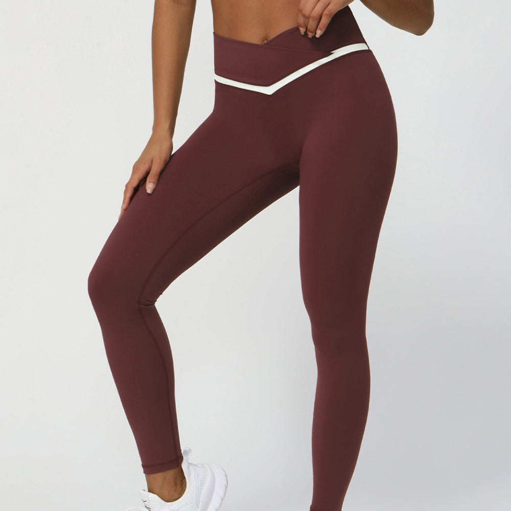 'Isabella' Contrast Color Crossover Leggings