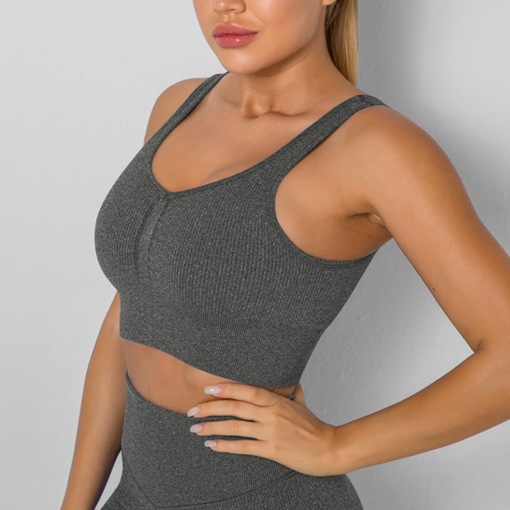 'Evelyn' Seamless Ribbed Sports Bra