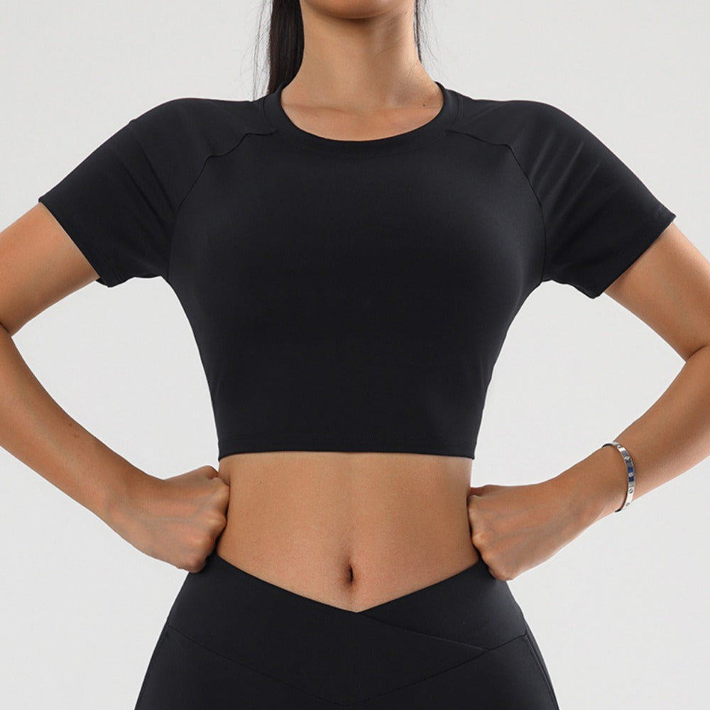 'Harper' Crew Neck Short Sleeve Crop Top