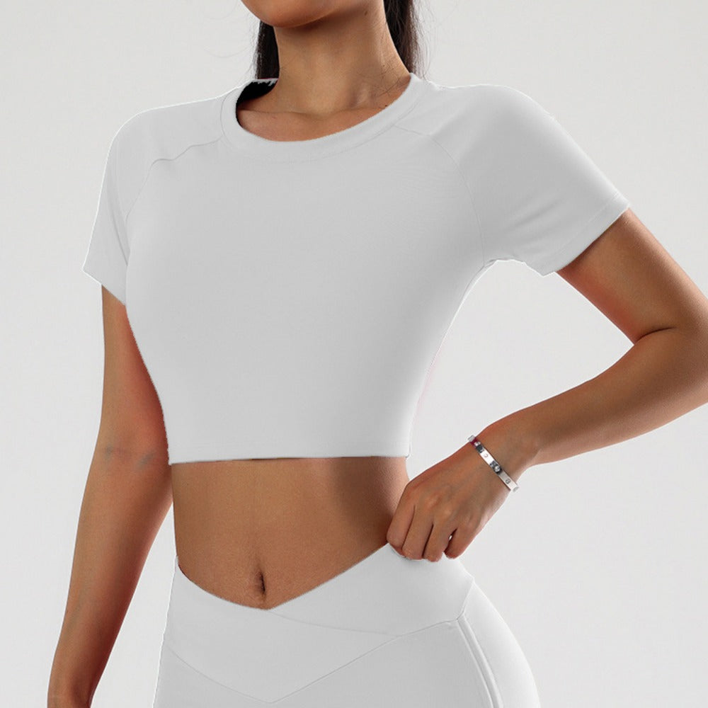 'Harper' Crew Neck Short Sleeve Crop Top