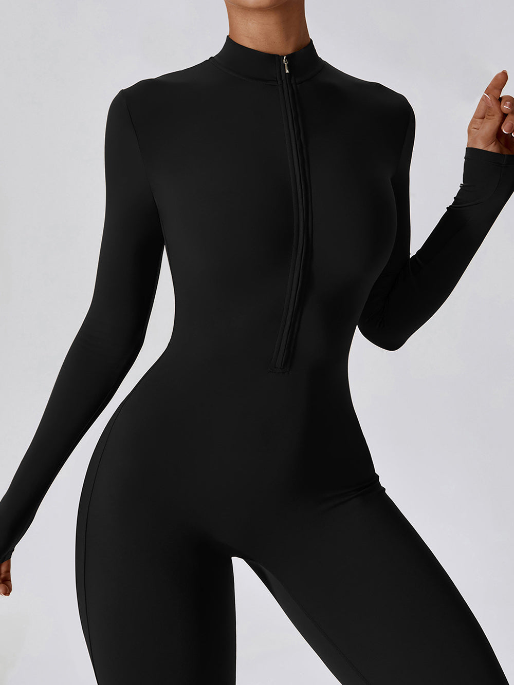 Affordfit Limitless Luxe Zip Front Jumpsuit - Black