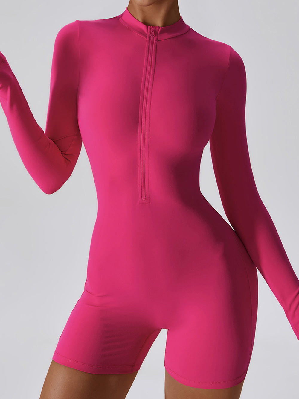 Affordfit Limitless Luxe Zip Front Rompers - Hot Pink