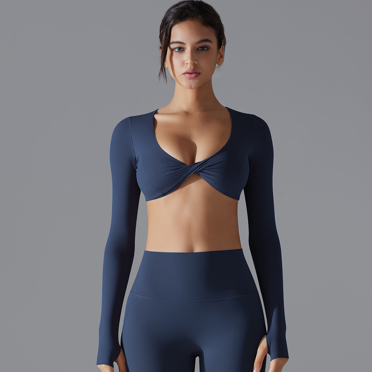 'Emma' Twist Long Sleeve Crop Top