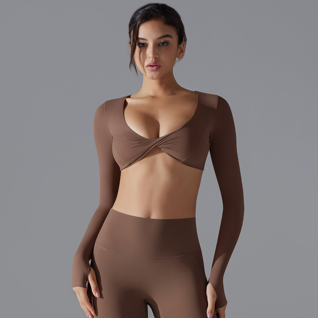 'Emma' Twist Long Sleeve Crop Top