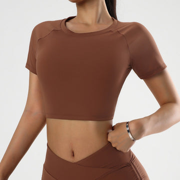 'Harper' Crew Neck Short Sleeve Crop Top