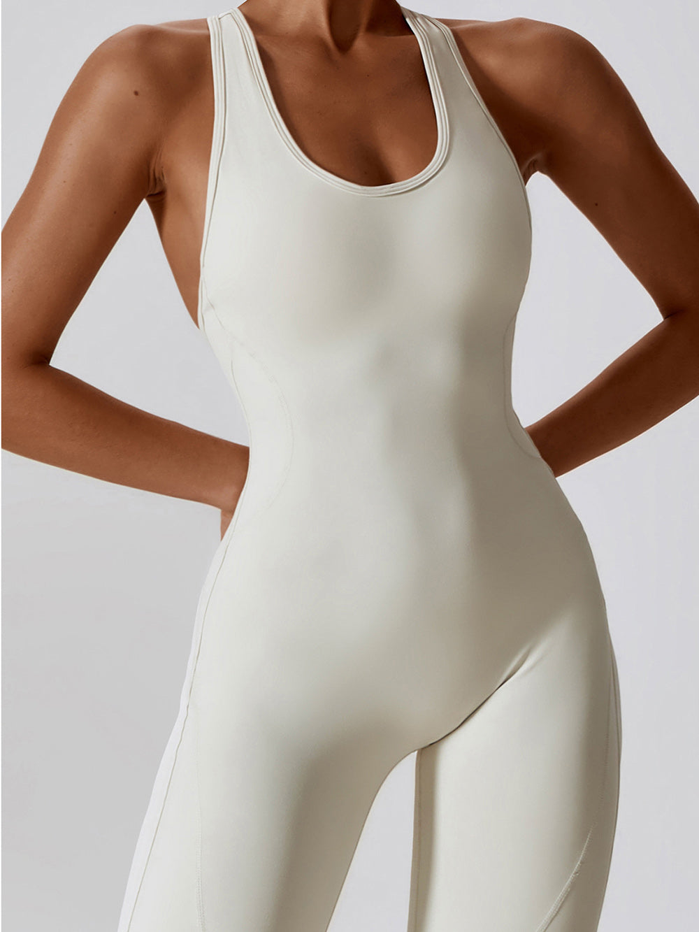 Affordfit Limitless Luxe Racer Back Jumpsuit - Cream