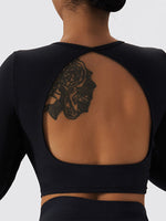 Live In Rib Backless Long Sleeve Crop Top