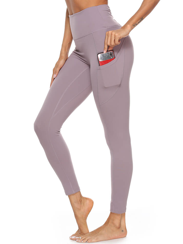 High Waisted Ruched Workout Leggings with Pockets