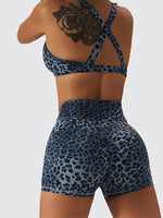 Leopard Twist Cross Back Yoga Bra